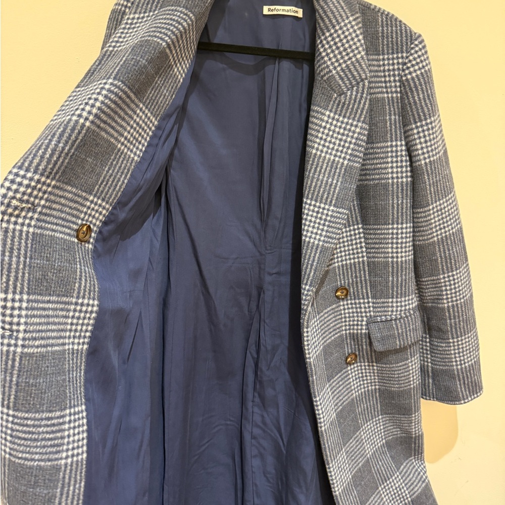 Reformation York Coat (blue plaid) - Picture 7 of 10